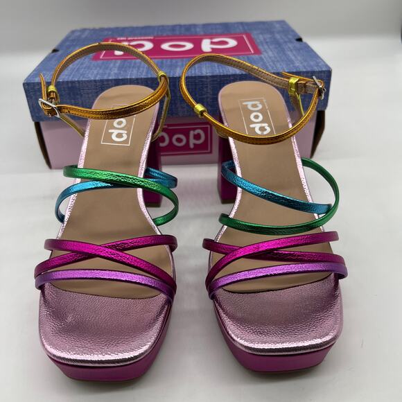 Pop Womens Kallie Heeled Sandals Pink Fuschia Multicolor Size 9.5M - Picture 4 of 12